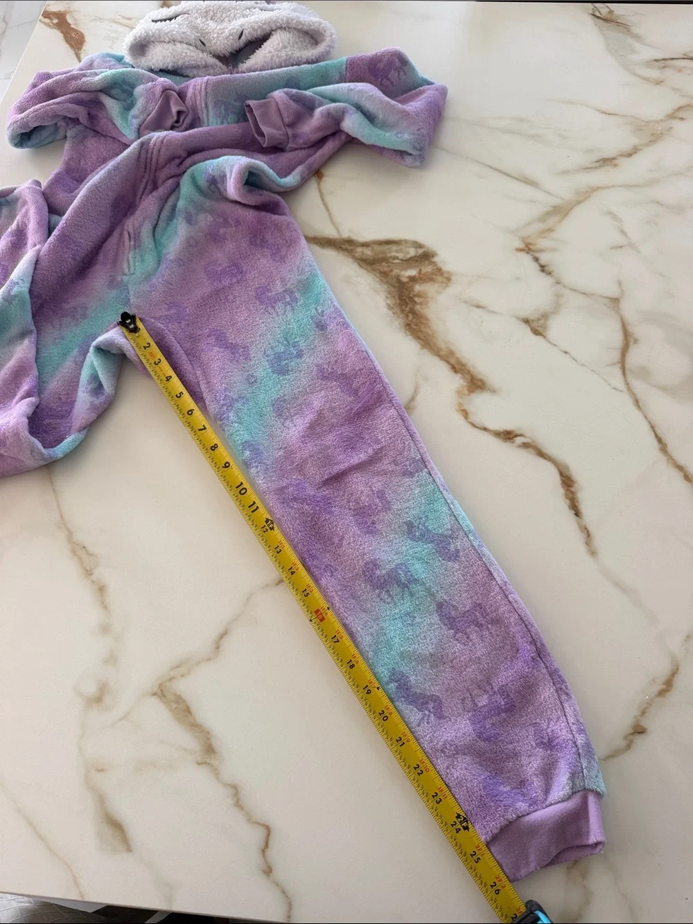 Plush Unicorn Hooded Kids One-Piece - Purple & Teal